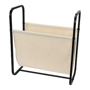 9 in. Cream Canvas and Metal Indoor Firewood Rack or Magazine Holder