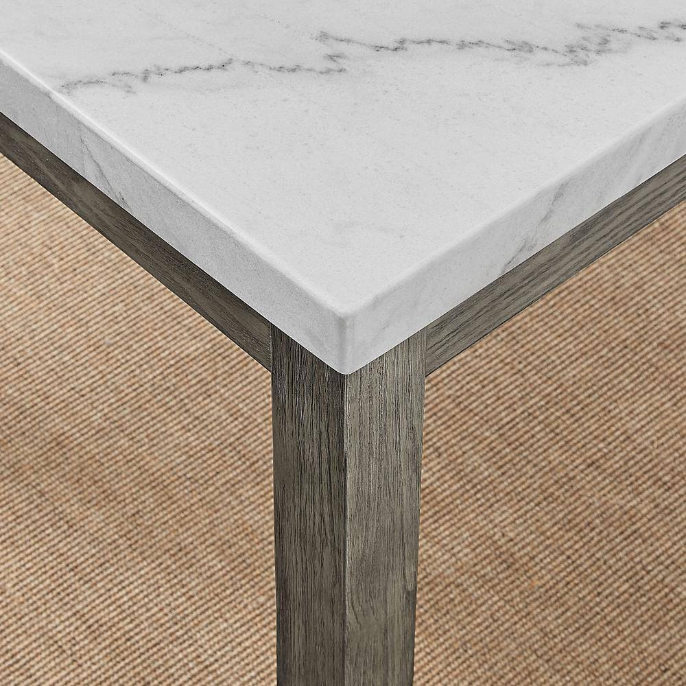 Emily White Marble Top Rectangular Dining Table with Gray Wood Legs