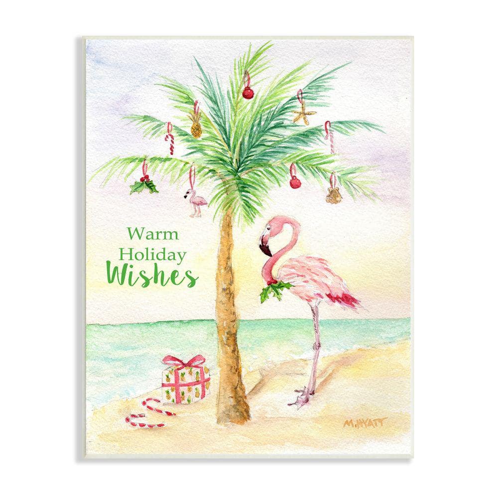 Tropical Flamingo Christmas Nautical Palm Tree Graphic Print Wall Art