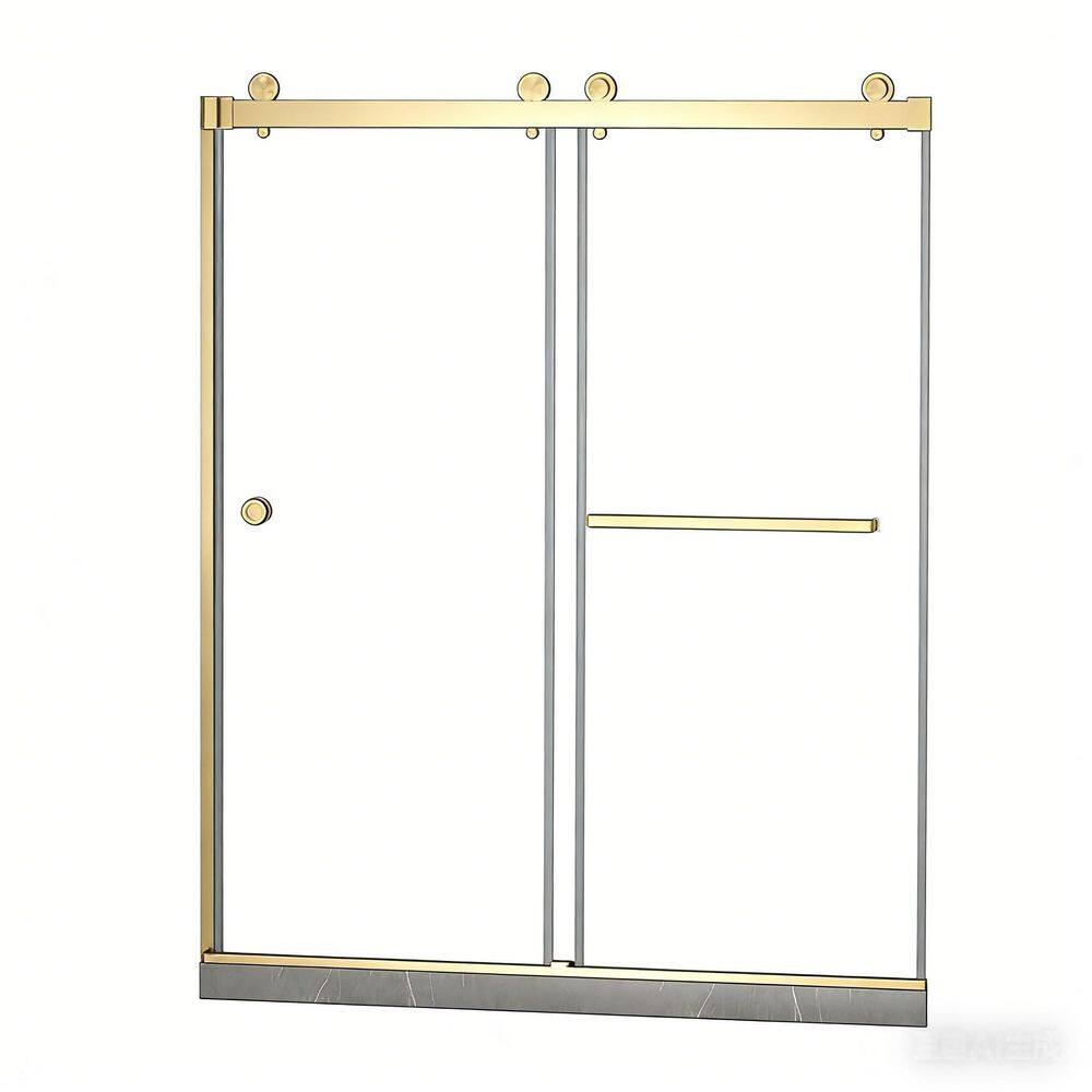 55-59 in. W x 72 in. H Frameless Double Sliding Shower Door in Brushed Gold with 5/16 in. Thick Clear Tempered Glass price history on PriceWatchPro