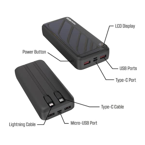 Tzumi 20,000 mAh Pocket Juice Power Bank with Integrated Cables
