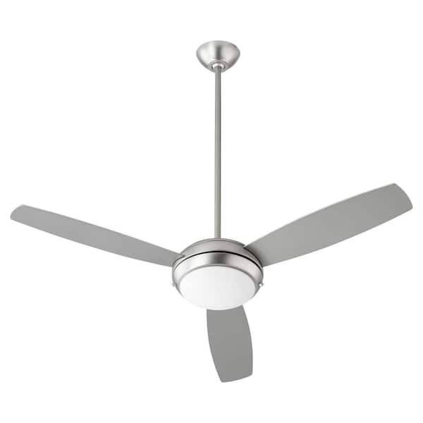 quorum Expo 52 in. 3-Blade 2-Light 9-Watt Medium Base -Satin Nickel LED Ceiling Fan
