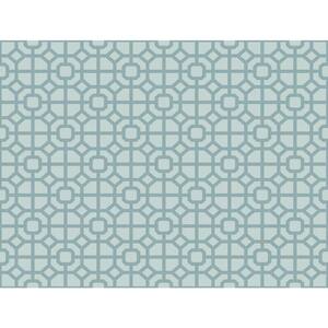 Spring Blossom Collection Geometric Lattice Blue Matte Finish Non-Pasted Non-Woven Paper Wallpaper Roll