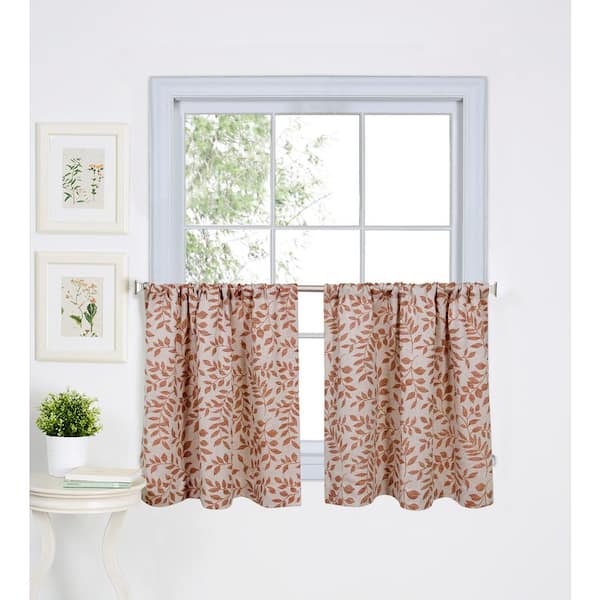 Elrene Spice Floral Rod Pocket Room Darkening Curtain - 30 in. W x 36 in. L (Set of 2)