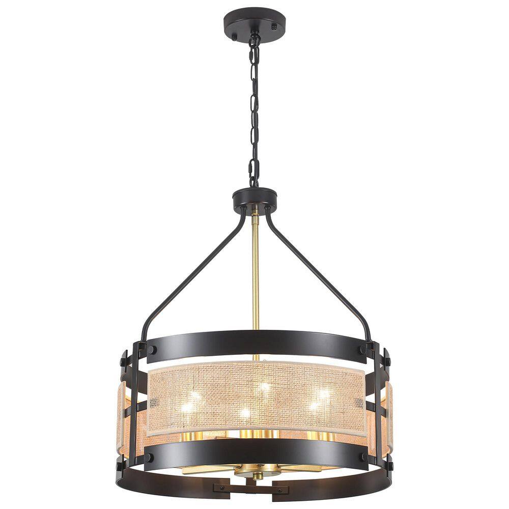 6-Light Black and Gold Kitchen Island Chandelier Linear Cage Hemp Rope Cloth Foyer Lighting Fixture for Dining Room price history on PriceWatchPro