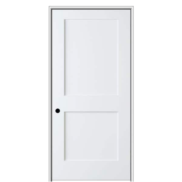 MMI Door Shaker Flat Panel 18 in. x 80 in. Right Hand Solid Core Primed HDF Single Pre-Hung Interior Door with 6-9/16 in. Jamb