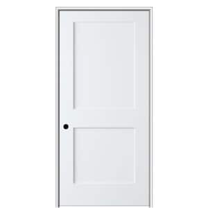 Shaker Flat Panel 28 in. x 80 in. Right Hand Solid Core Primed HDF Single Pre-Hung Interior Door with 6-9/16 in. Jamb
