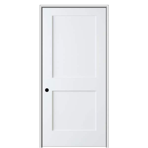 MMI Door Shaker Flat Panel 28 in. x 80 in. Right Hand Solid Core Primed HDF Single Pre-Hung Interior Door with 6-9/16 in. Jamb