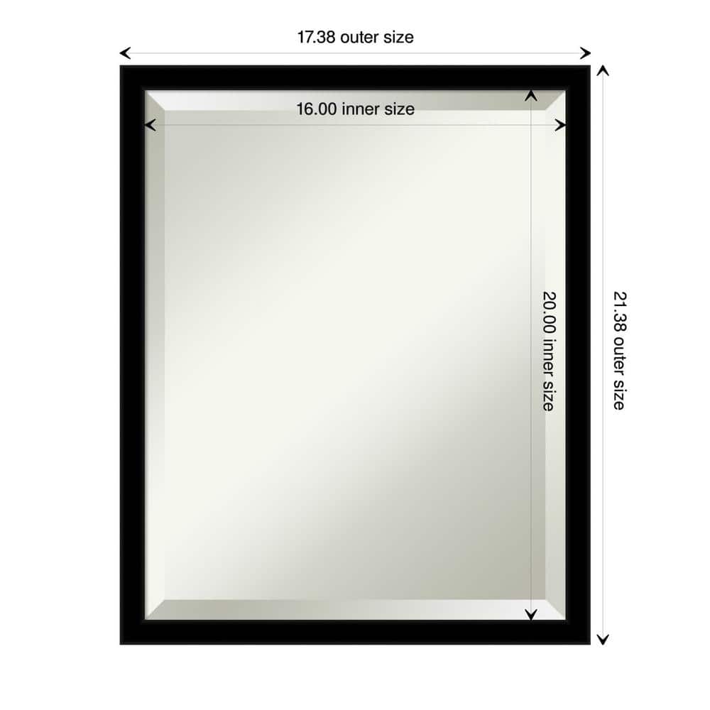 Jet Black Rectangular Framed Wall Mirror 17.38 x 21.38 Inches