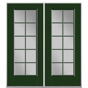 72 in. x 80 in. Conifer Fiberglass Prehung Left-Hand Inswing 10-Lite Clear Glass Patio Door in Vinyl Frame