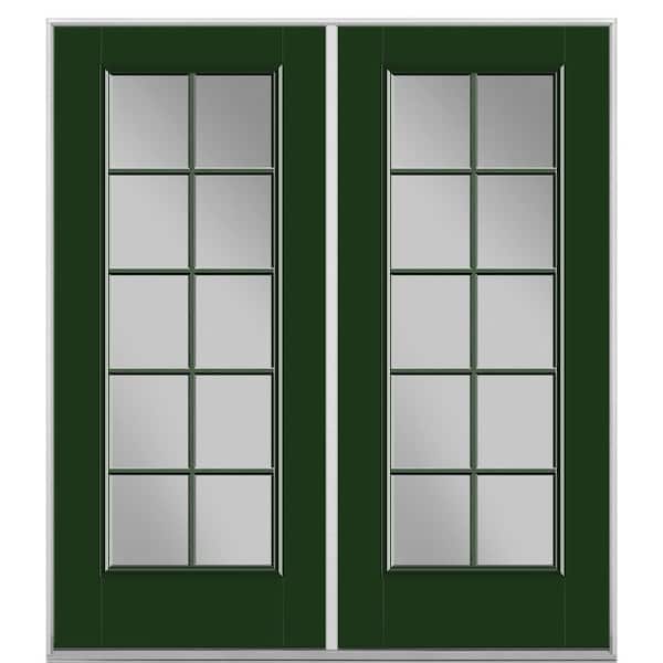 Masonite 72 in. x 80 in. Conifer Fiberglass Prehung Left-Hand Inswing 10-Lite Clear Glass Patio Door in Vinyl Frame
