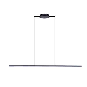 Neculina 40.9 in. 16-Watt 1-Light Integrated LED Chandelier Black Tubed Island Linear Pendant Light with Dimmable 6000K