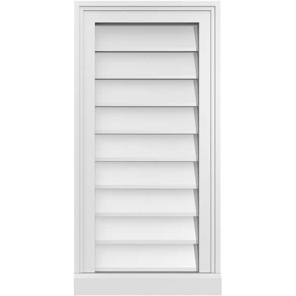 Ekena Millwork 14" x 28" Rectangular White PVC Paintable Gable Louver Vent Non-Functional