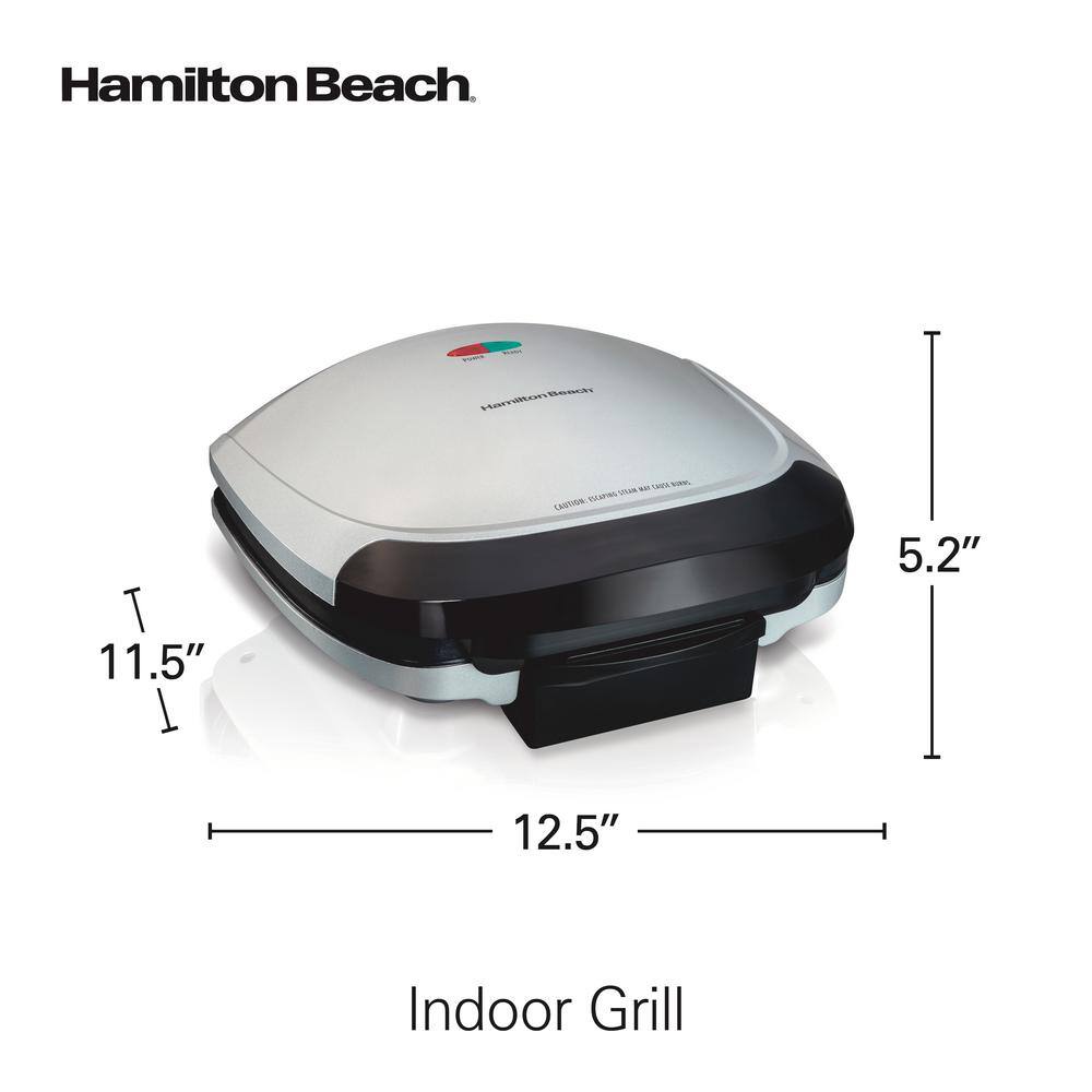 Hamilton Beach Electric Indoor Grill with Nonstick Surface, 1200W, Stainless Steel