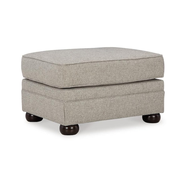 Benjara Gael Gray Beige and Brown Polyester Rectangle Accent Ottoman