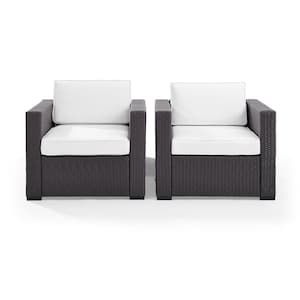 Biscayne 2 Piece Wicker Outdoor Seating Set with White Cushions