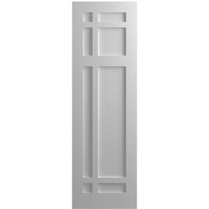 True Fit 12 in. x 71 in. Flat Panel PVC San Juan Capistrano Mission Style Fixed Mount Shutters Pair in Primed