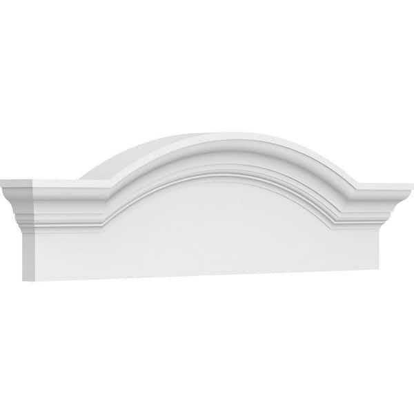 Ekena Millwork 2-1/2 in. x 28 in. x 8 in. Segment Arch with Flankers Smooth Architectural Grade PVC Pediment Moulding