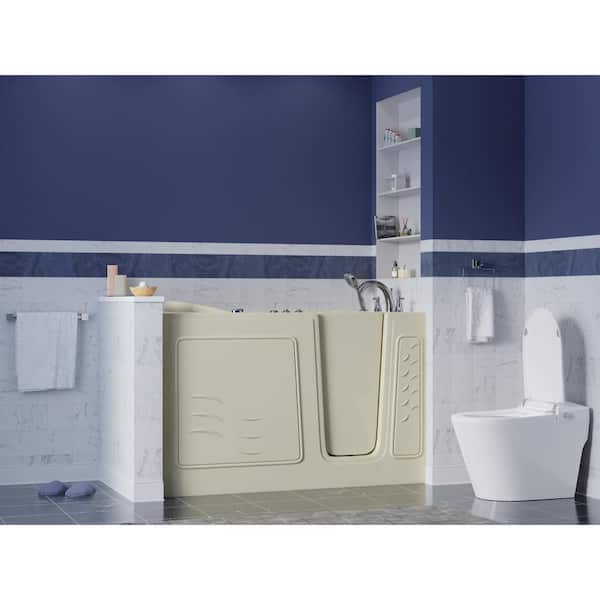 Universal Collection 30 in. L x 59 in. W Whirlpool Jetted Bathtub with Right Drain in Biscuit with Powered Fast Drain