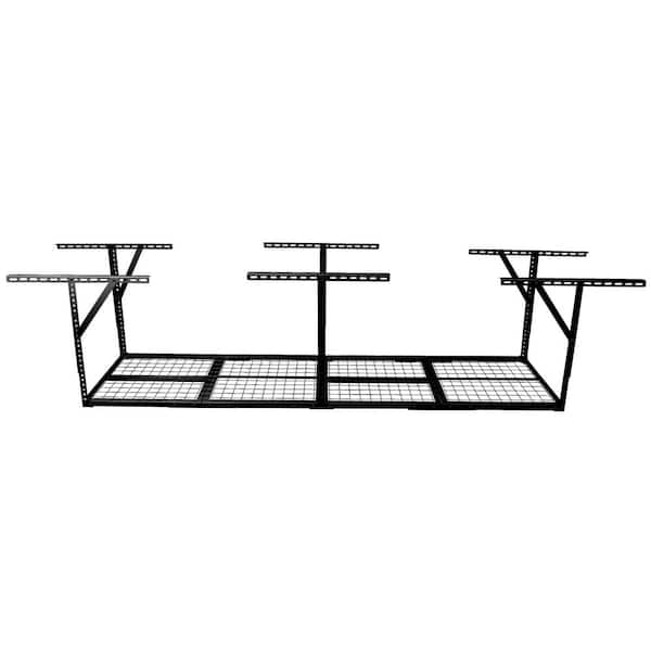 96 in. W x 38.6 in. H x 36 in. D Black Adjustable Metal Heavy Duty Overhead Garage Ceiling Mounted Storage Rack