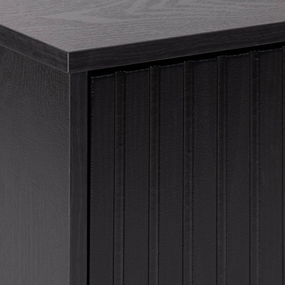 Lysander Black Wood Fluted Sideboard Buffet Cabinet