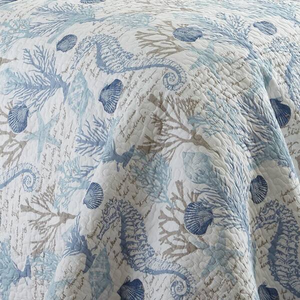 Levtex Home Galapagos 3- Piece Blue and Taupe Cotton King