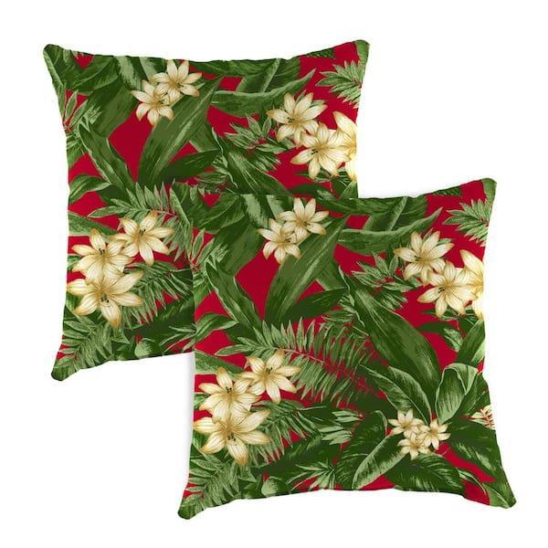 Jordan Manufacturing 16 in. L x 16 in. W x 4 in. T Square Outdoor Throw Pillow in Acadia Bordeaux (2-Pack)