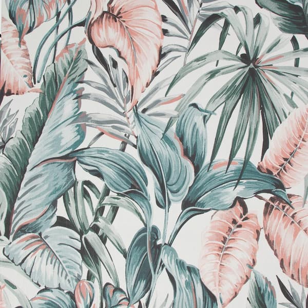 Superfresco Easy Leaves Exotique Green/Pink Vinyl Strippable Roll (Covers 56 sq. ft.)
