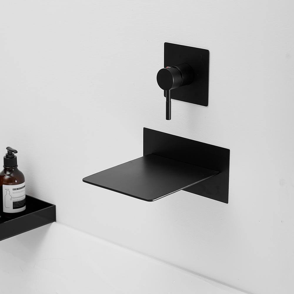 Matte Black Wall Mount Single Handle Brass Faucet