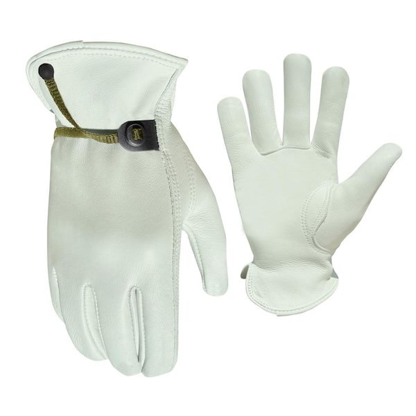 FIRM GRIP Large Water-Resistant Cowhide Leather Ball and Tape Cinch Outdoor and Work Glove