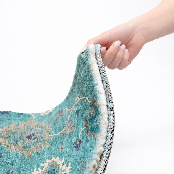 Dream Shag Premium Machine Washable Abstract ADS753 Teal 10 ft. x 14 ft. Area Rug
