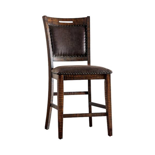 Furniture of America Remy Light Walnut Upholstered Counter Height Dining Chairs (Set of 2)