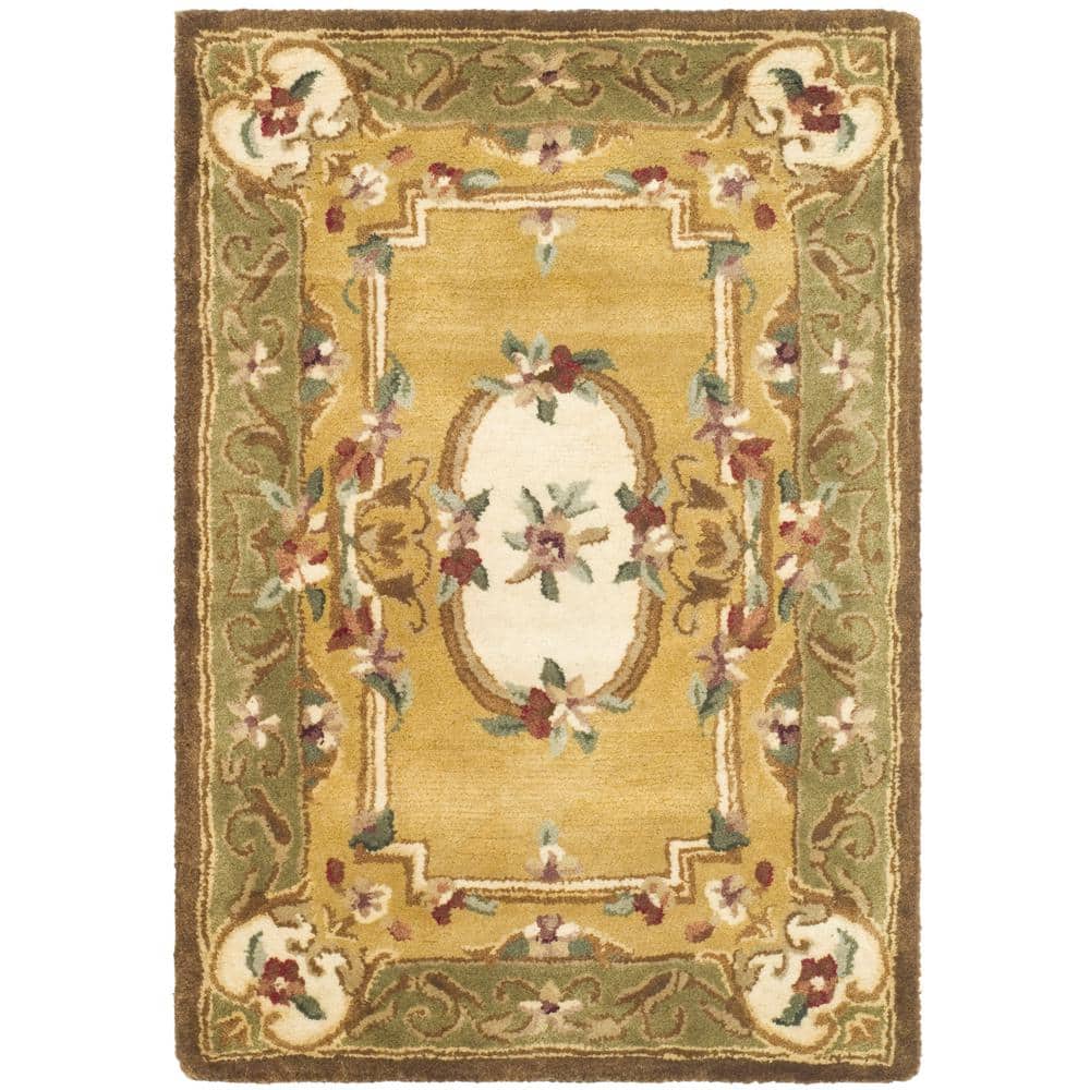 Ivory and Gold Hand-Tufted Wool Rectangular Rug