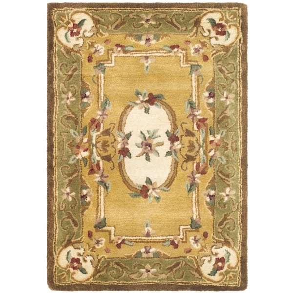 SAFAVIEH Classic Light Gold/Green Doormat 3 ft. x 5 ft. Border Area Rug