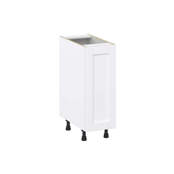 J COLLECTION Milton 12 in. W x 24 in. D x 34.5 in. H Assembled Shaker Full Height Door Base Kitchen Cabinet in Bright White