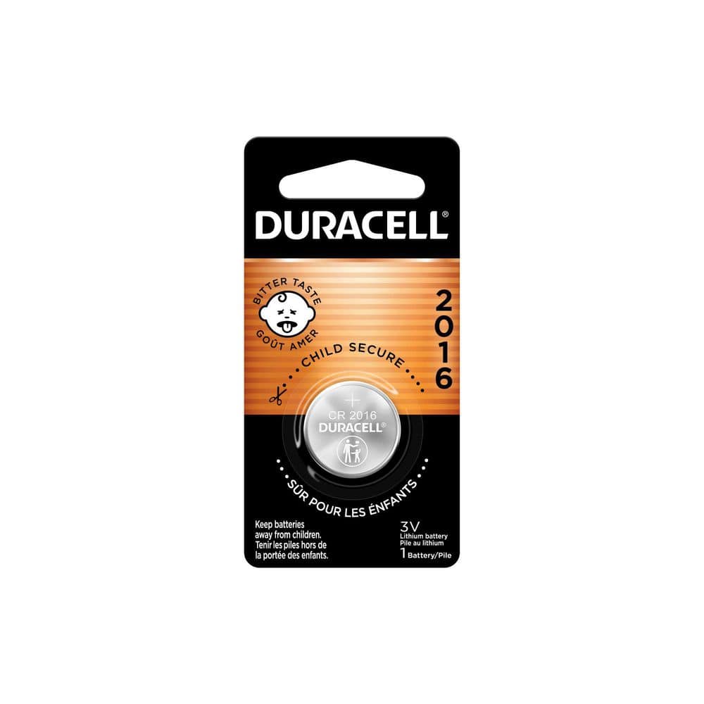 Duracell CR2016 3V Lithium Battery, 1 Count Pack, Bitter Coating Helps  Discourage Swallowing 004133366175 - The Home Depot