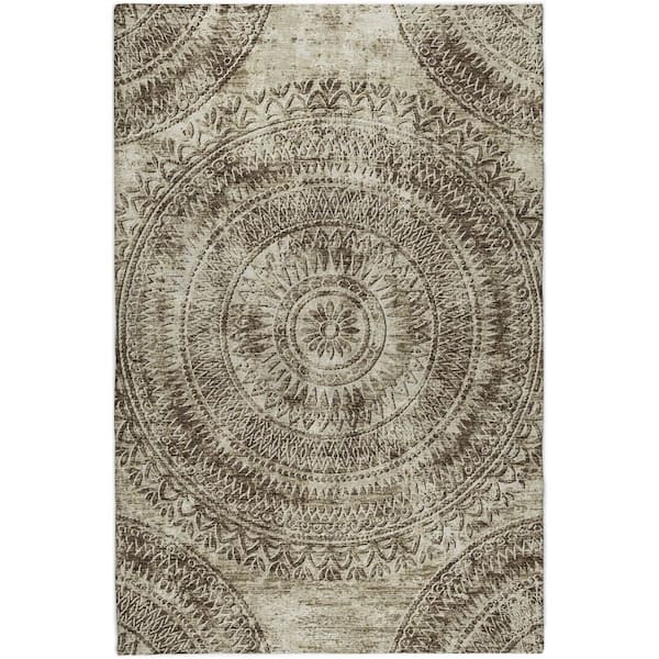 Dream Shag Premium Machine Washable Abstract ADS113 Brown 10 ft. x 14 ft. Area Rug