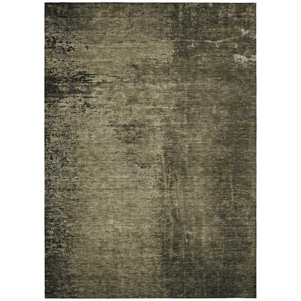 HomeRoots Gray 8 ft. x 10 ft. Woven Abstract Rectangle Indoor/Outdoor Area Rug