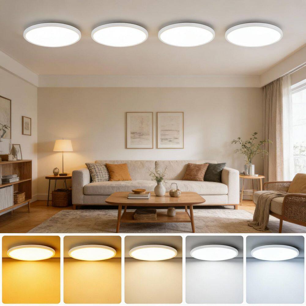 15 in. Large Dimmable Flush Mount Ceiling Light Fixtures 3800LM, White (2-Pack) price history on PriceWatchPro