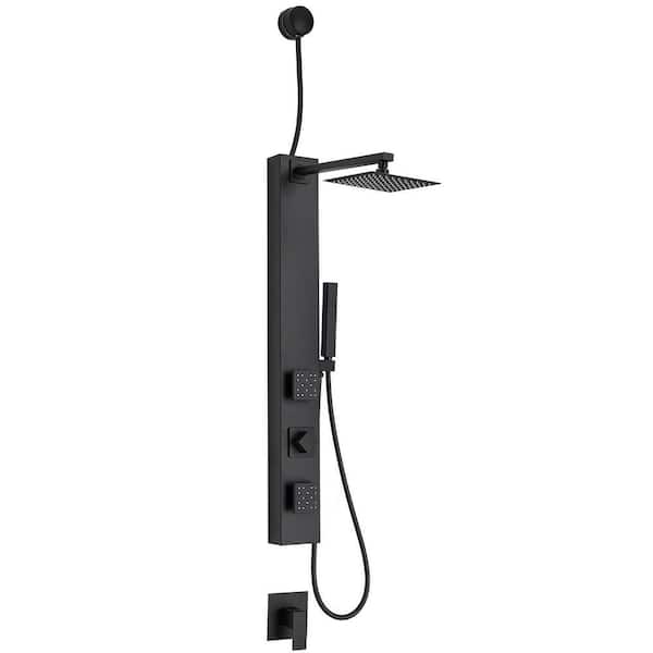 Single Handle 6-Spray Shower Faucet 2.5 Gpm with Adjustable Flow Rate in Matte Black