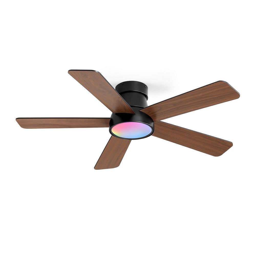 42 in. RGB Standard Black Outdoor Ceiling Fan, Smart App and Remote Low Profile Flush Mount 3CCT Dimmable for Home Party price history on PriceWatchPro