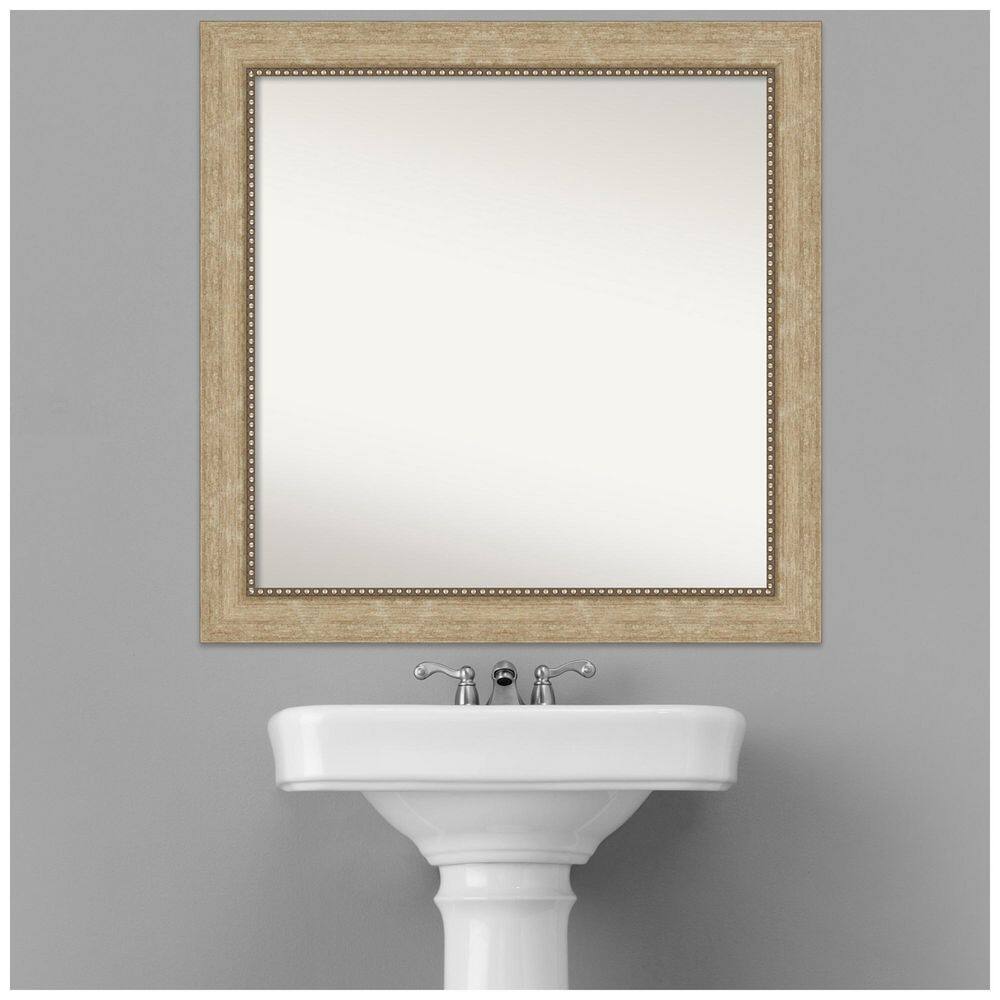 Astor Champagne Rectangular Non-Beveled Bathroom Vanity Mirror