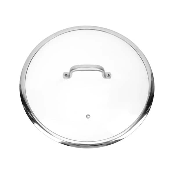 13-Inch Tempered Glass Pot Lid with Stainless Steel Edge Heat-Resistant Clear Cover for Pans Skillets Pots