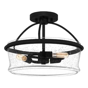 Ava 14.75 in. 3-Light Matte Black Semi-Flush Mount