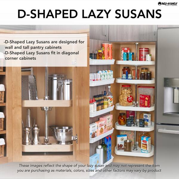 Rev-A-Shelf 22 in White Polymer D-Shape Lazy Susans 3-Shelf 6273