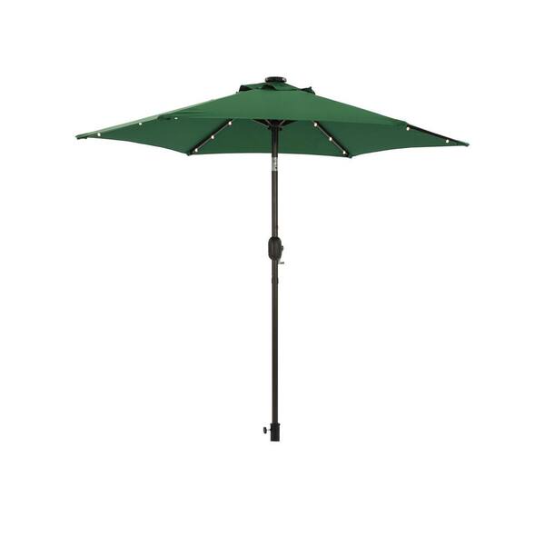 Inner Decor Seymo 7.5 ft. Steel Market LED Light Tilt Patio Umbrella in Dark Green without Base