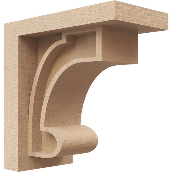 Ekena Millwork 3 in. x 6 in. x 6 in. Series 1 Classic Alma Rough Cedar Woodgrain Timberthane Polyurethane Corbel, Primed Tan