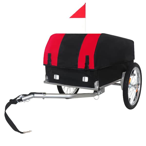 3.7 cu. ft. Steel Utility Wagon Garden Cart Bike Cargo Trailer with 2 pieces of 16 in. Dia. Wheels in Red