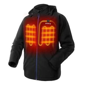 Men's XXX-Large Black/Blue 7.2-Volt Lithium-Ion Soft Shell Heated Jacket with Detachable Hood and (1) 5.2Ah Battery Pack