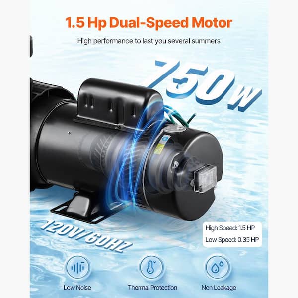 SKYSHALO Above Ground Pool Pump, 1. 5HP/0. 35HP, High 110 GPM 54